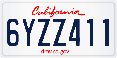 CA license plate 6YZZ411