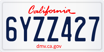 CA license plate 6YZZ427