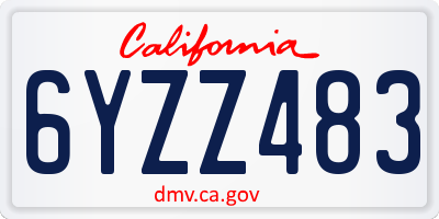 CA license plate 6YZZ483