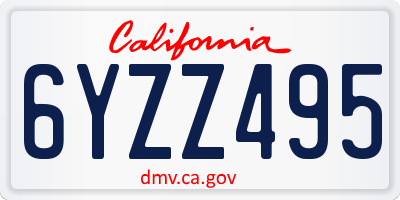 CA license plate 6YZZ495