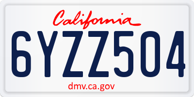CA license plate 6YZZ504