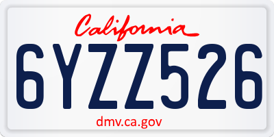 CA license plate 6YZZ526