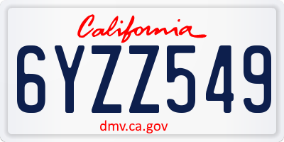 CA license plate 6YZZ549