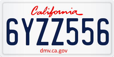 CA license plate 6YZZ556