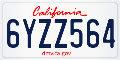 CA license plate 6YZZ564