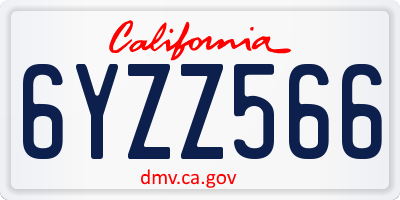 CA license plate 6YZZ566