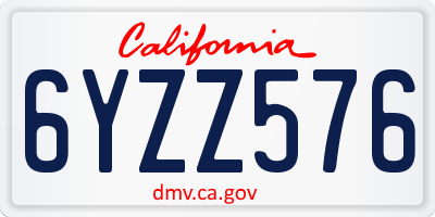 CA license plate 6YZZ576