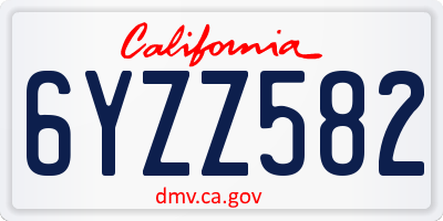 CA license plate 6YZZ582