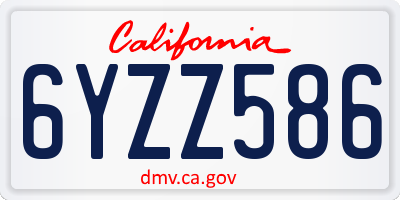 CA license plate 6YZZ586