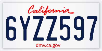 CA license plate 6YZZ597