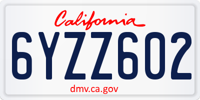 CA license plate 6YZZ602
