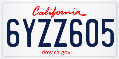 CA license plate 6YZZ605