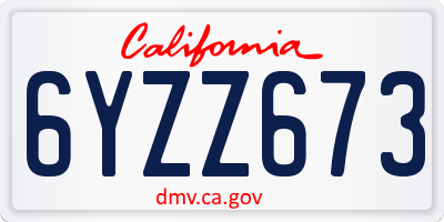 CA license plate 6YZZ673