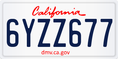 CA license plate 6YZZ677