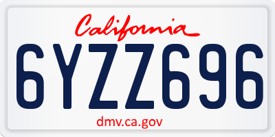CA license plate 6YZZ696