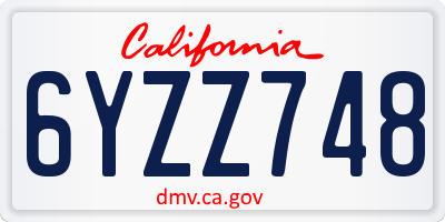 CA license plate 6YZZ748