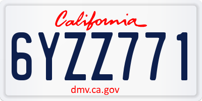 CA license plate 6YZZ771