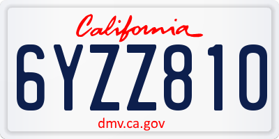 CA license plate 6YZZ810