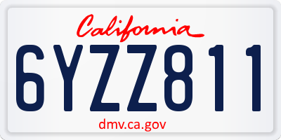 CA license plate 6YZZ811