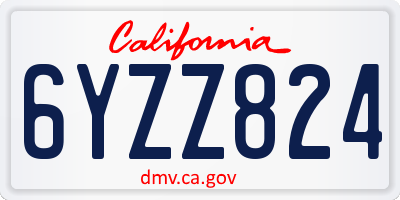 CA license plate 6YZZ824