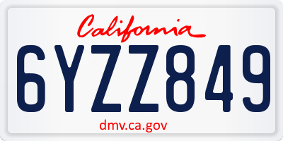 CA license plate 6YZZ849