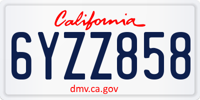 CA license plate 6YZZ858