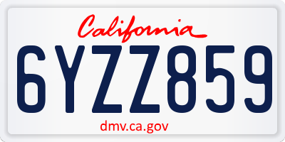 CA license plate 6YZZ859
