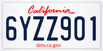 CA license plate 6YZZ901