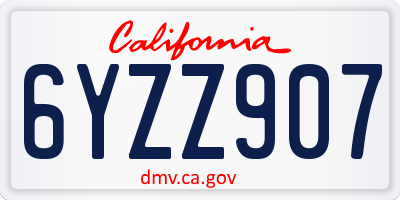 CA license plate 6YZZ907