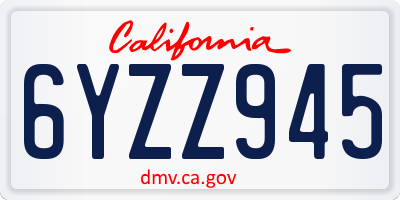 CA license plate 6YZZ945
