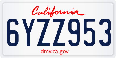 CA license plate 6YZZ953