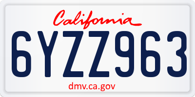 CA license plate 6YZZ963