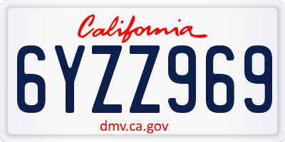 CA license plate 6YZZ969