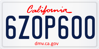 CA license plate 6Z0P600