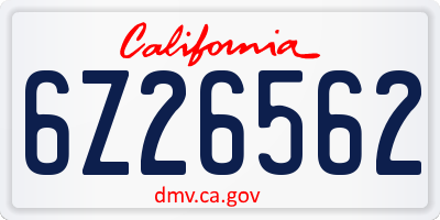 CA license plate 6Z26562