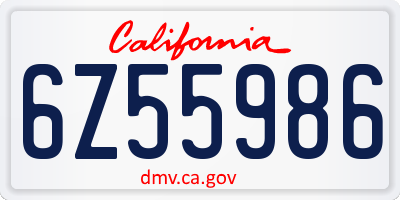 CA license plate 6Z55986