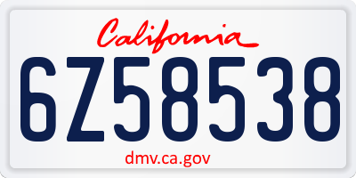 CA license plate 6Z58538