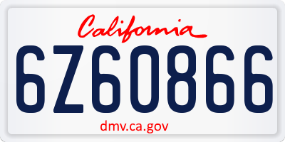 CA license plate 6Z60866