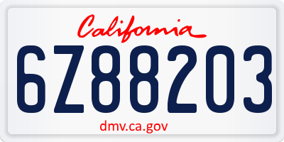 CA license plate 6Z88203