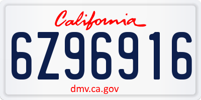 CA license plate 6Z96916