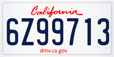 CA license plate 6Z99713