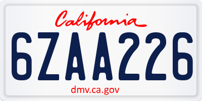 CA license plate 6ZAA226