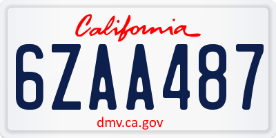 CA license plate 6ZAA487
