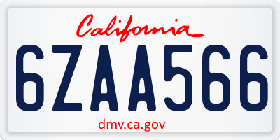 CA license plate 6ZAA566