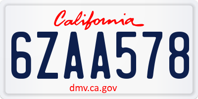 CA license plate 6ZAA578