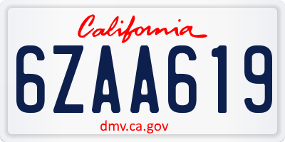 CA license plate 6ZAA619