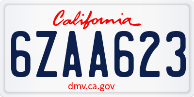 CA license plate 6ZAA623
