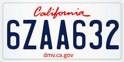 CA license plate 6ZAA632