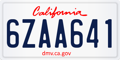 CA license plate 6ZAA641