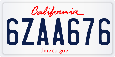 CA license plate 6ZAA676